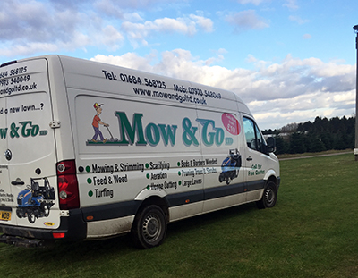 Mow and go van for cutting large lawns